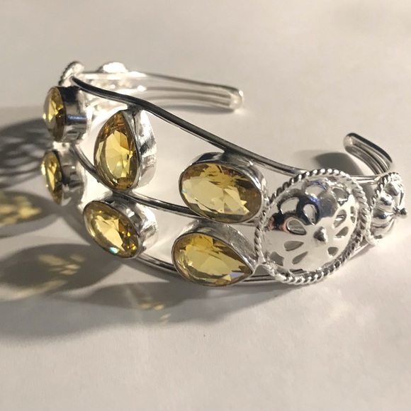 Citrine 925 Sterling Silver Cuff Bracelet